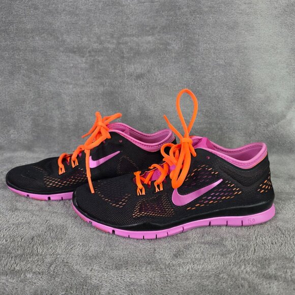Womens Nike Free 5.0 TR Athletic Shoes Black Pink Orange Woven Mesh Size 6.5 - Picture 3 of 8